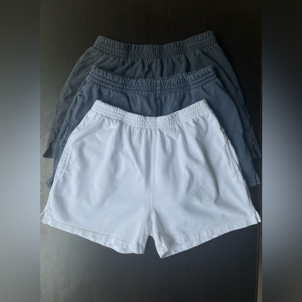 brandy melville rosa sweatshorts - white, blue, grey